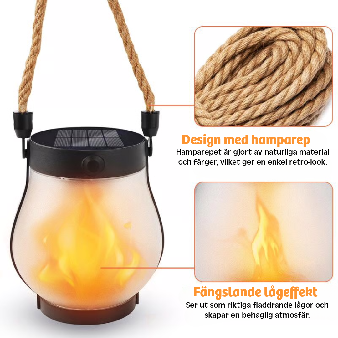 dansande flammar solenergi lampan