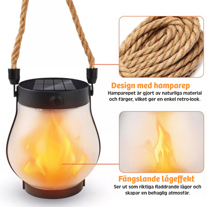 dansande flammar solenergi lampan