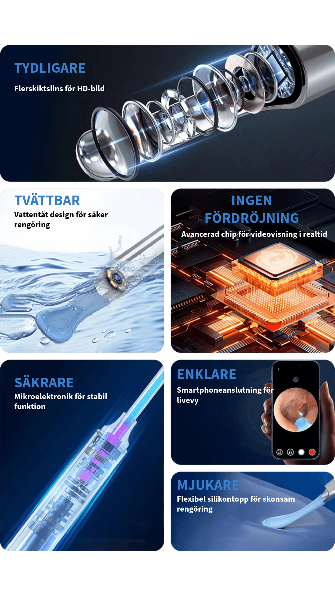 Professionell öronvaxborttagare med kamera