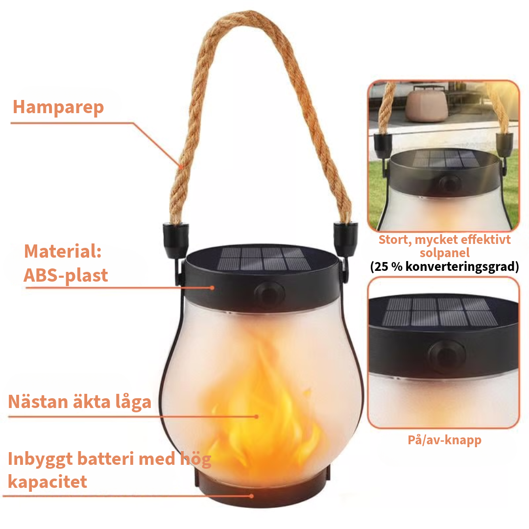 dansande flammar solenergi lampan