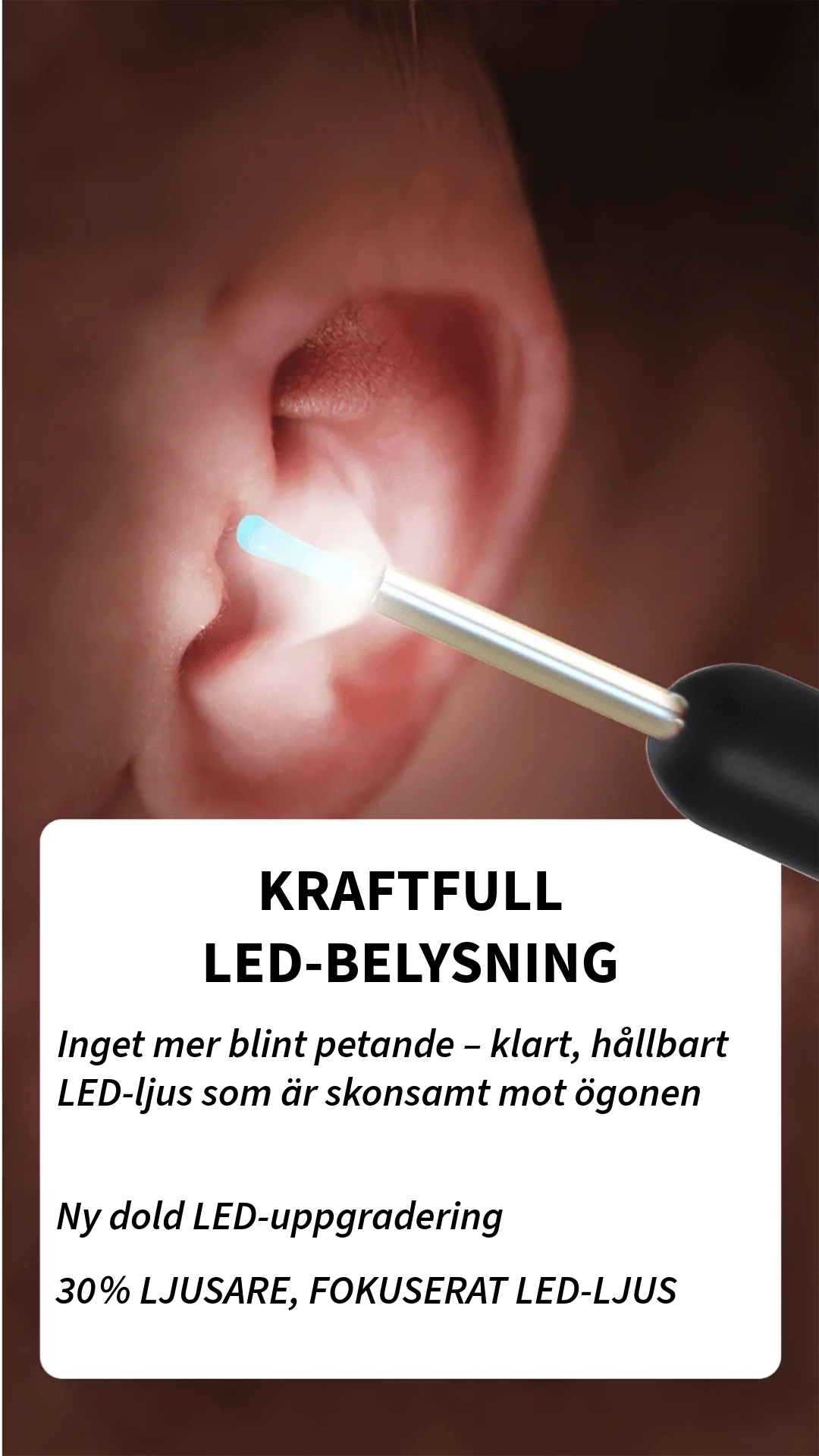 Professionell öronvaxborttagare med kamera
