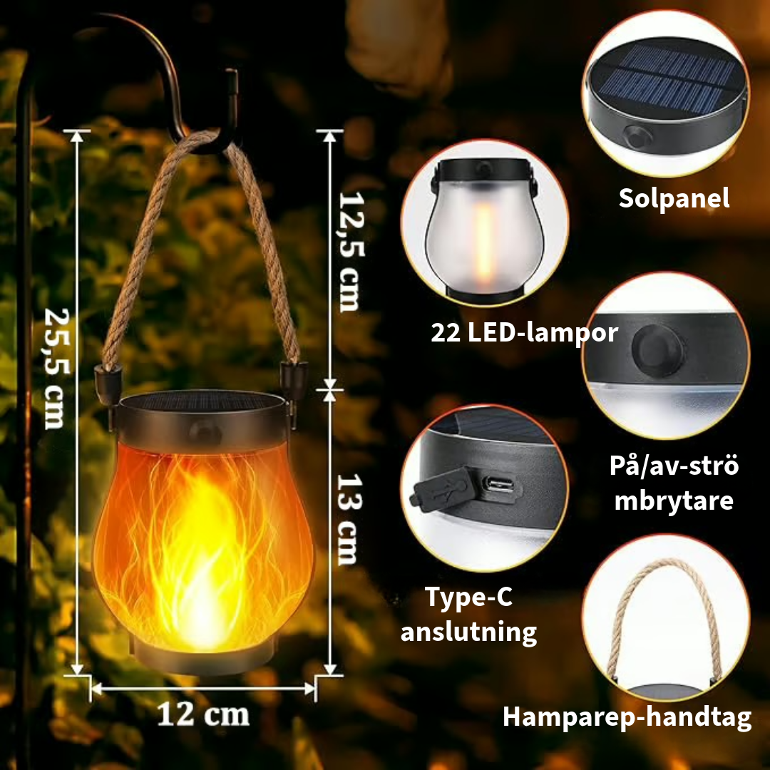 dansande flammar solenergi lampan
