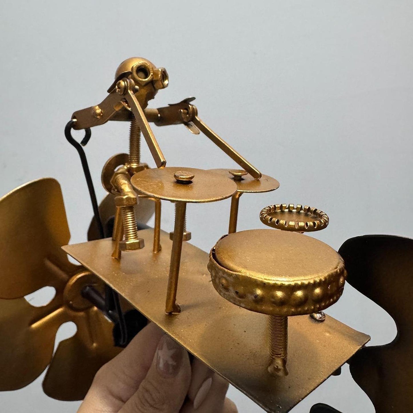 Handgjord Trummis Vindmölla i Metall