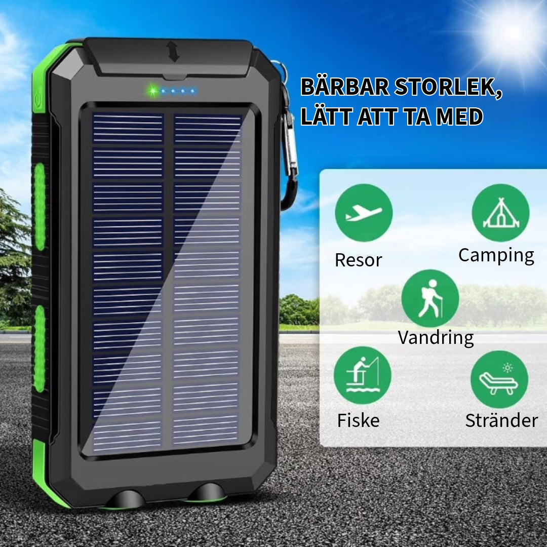 Vattentålig Powerbank med Solenergi