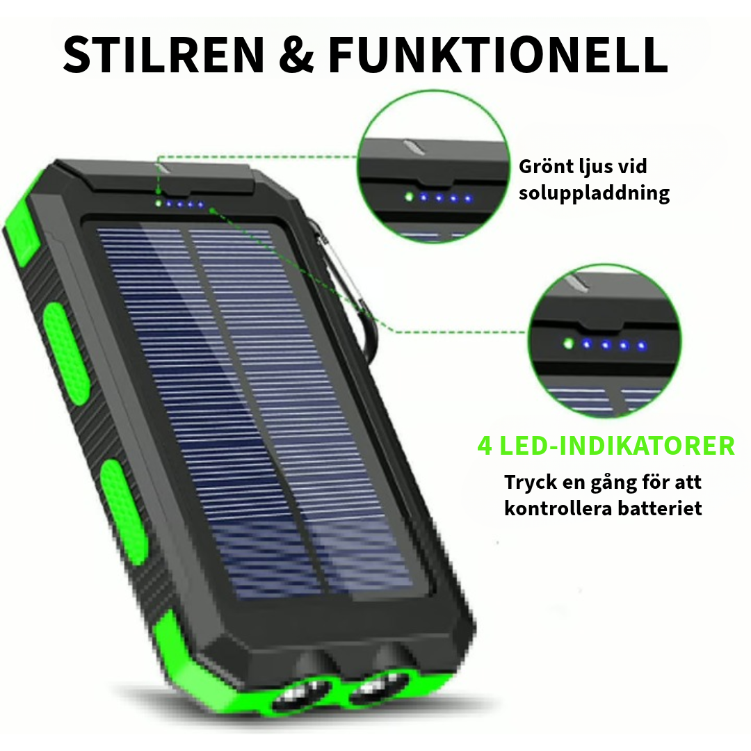 Vattentålig Powerbank med Solenergi