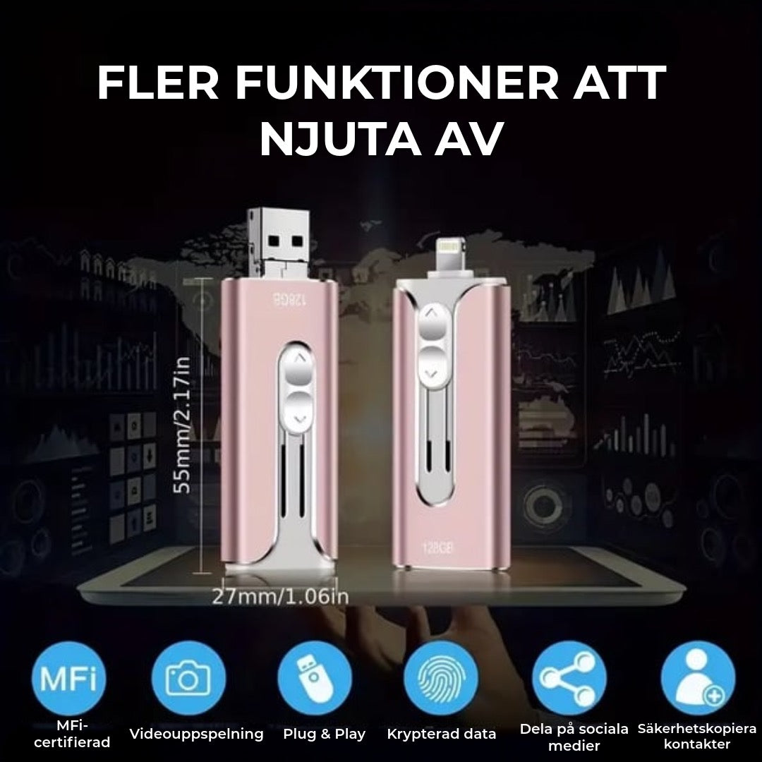 Professionell Flash-enhet med USB-C-adapter