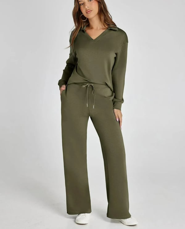 Casual Dam-sweatsuit – 2-delat set med långa ärmar