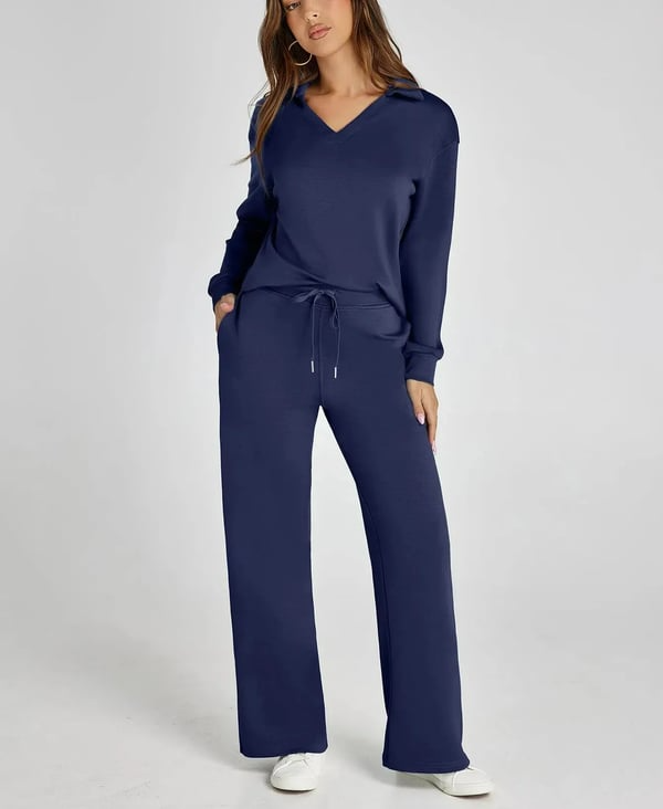 Casual Dam-sweatsuit – 2-delat set med långa ärmar