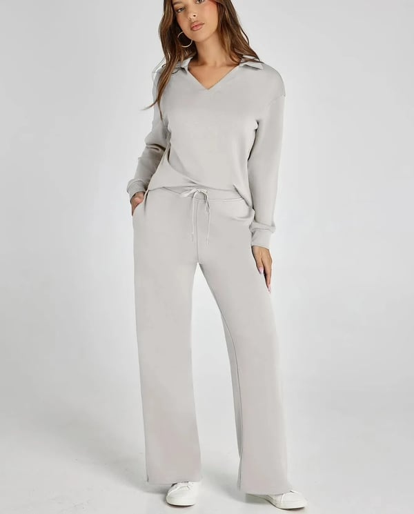 Casual Dam-sweatsuit – 2-delat set med långa ärmar
