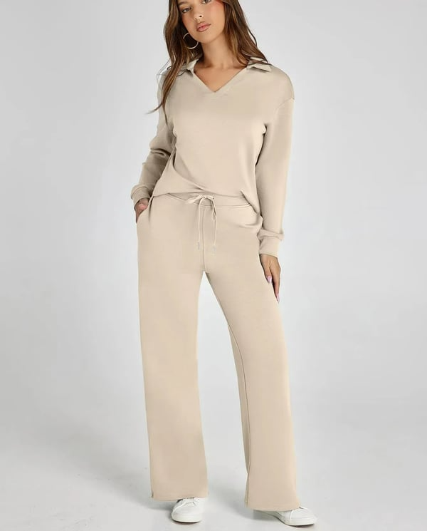Casual Dam-sweatsuit – 2-delat set med långa ärmar