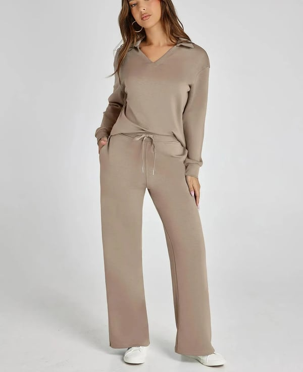 Casual Dam-sweatsuit – 2-delat set med långa ärmar