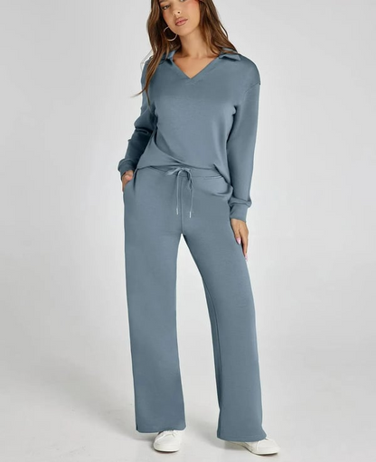 Casual Dam-sweatsuit – 2-delat set med långa ärmar