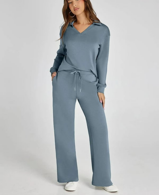 Casual Dam-sweatsuit – 2-delat set med långa ärmar
