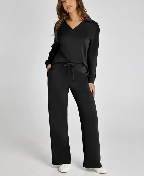 Casual Dam-sweatsuit – 2-delat set med långa ärmar